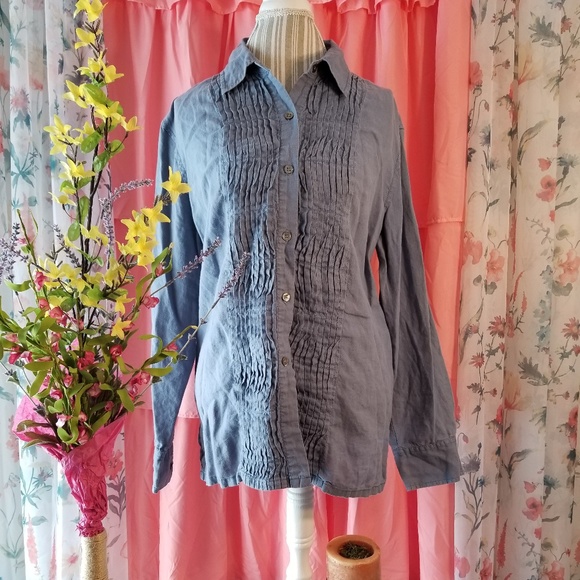 Bloomingdale's Tops - 🌻🌺🌻BLOOMINGDALE'S 100% LINEN BUTTON DOWN BLOUSE
